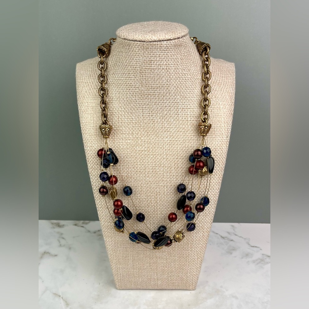 Chico’s Multi-Strand Illusion Statement Necklace | Rich Jewel Tones